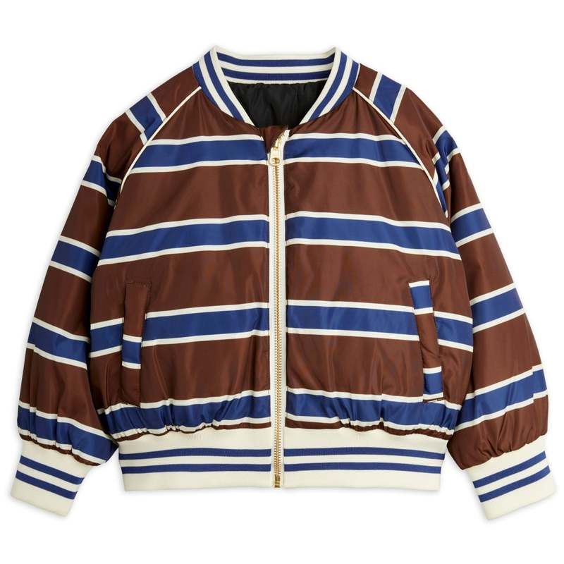KIDS Mini Rodini Stripe Reversible Baseball Jacket