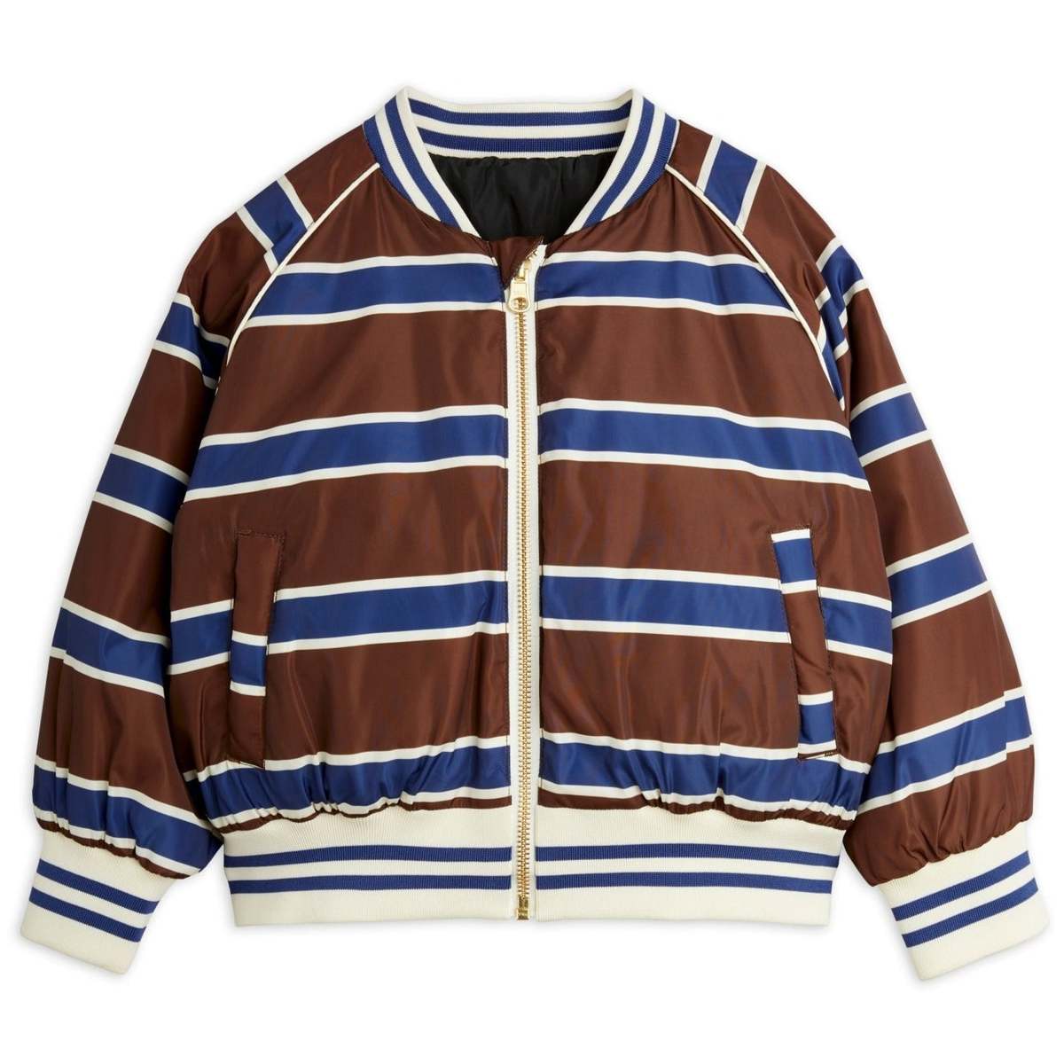 KIDS Mini Rodini Stripe Reversible Baseball Jacket - Image 4 of 6