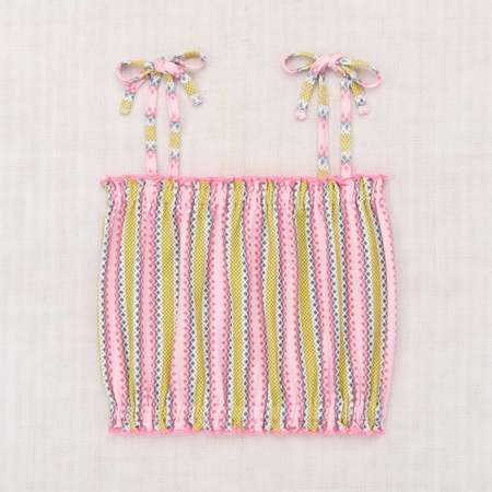 Misha & Puff Child Garter Stripe Hood Rosette Pink | Garmentory