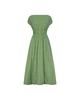 Lela Rose Embroidered Striped Cotton Dress - Cactus - Thumbnail 1