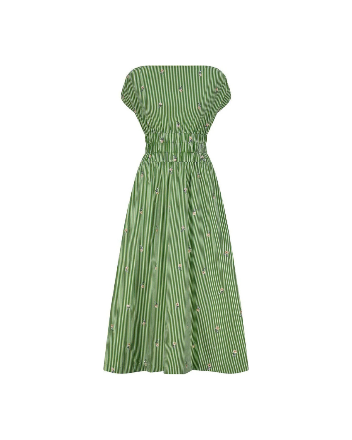 Lela Rose Embroidered Striped Cotton Dress - Cactus - Image 1 of 1