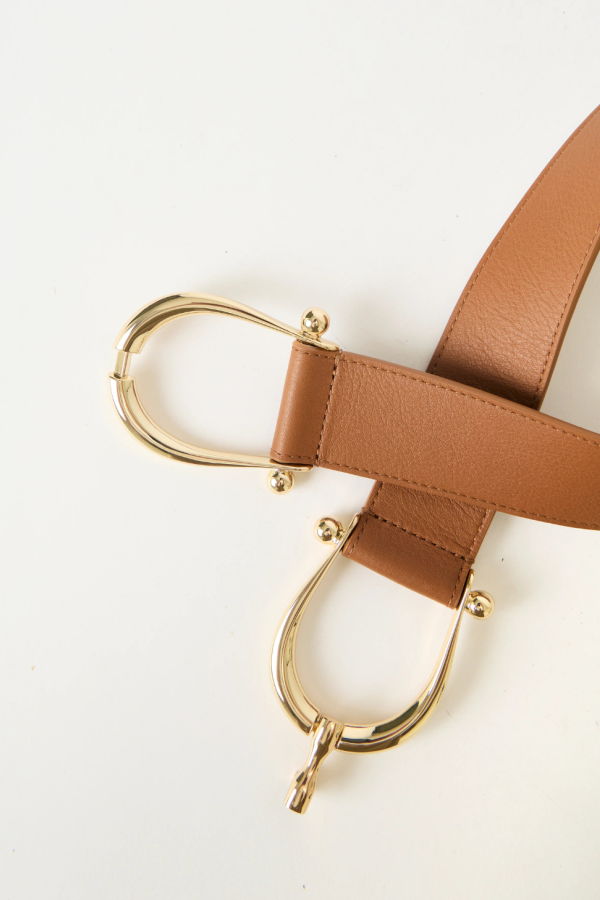 B-LOW THE BELT Grant Belt - Cuoio/Gold