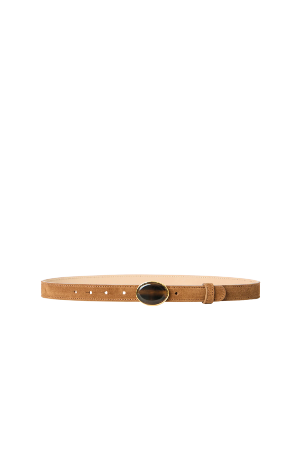 B-LOW THE BELT Kimani Suede Belt - Bronze Tiger Eye