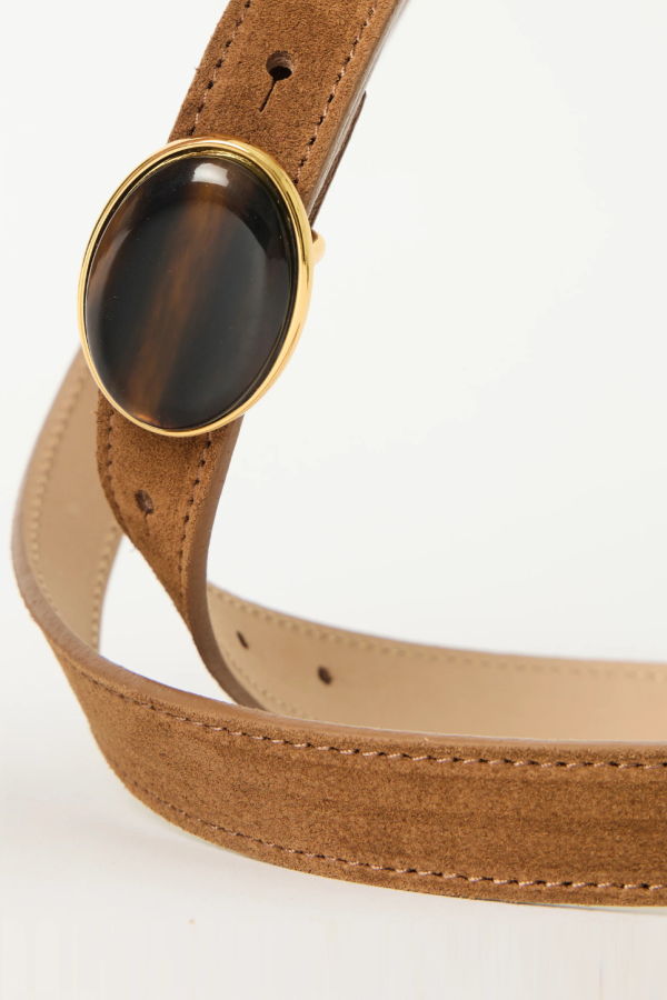 B-LOW THE BELT Kimani Suede Belt - Bronze Tiger Eye