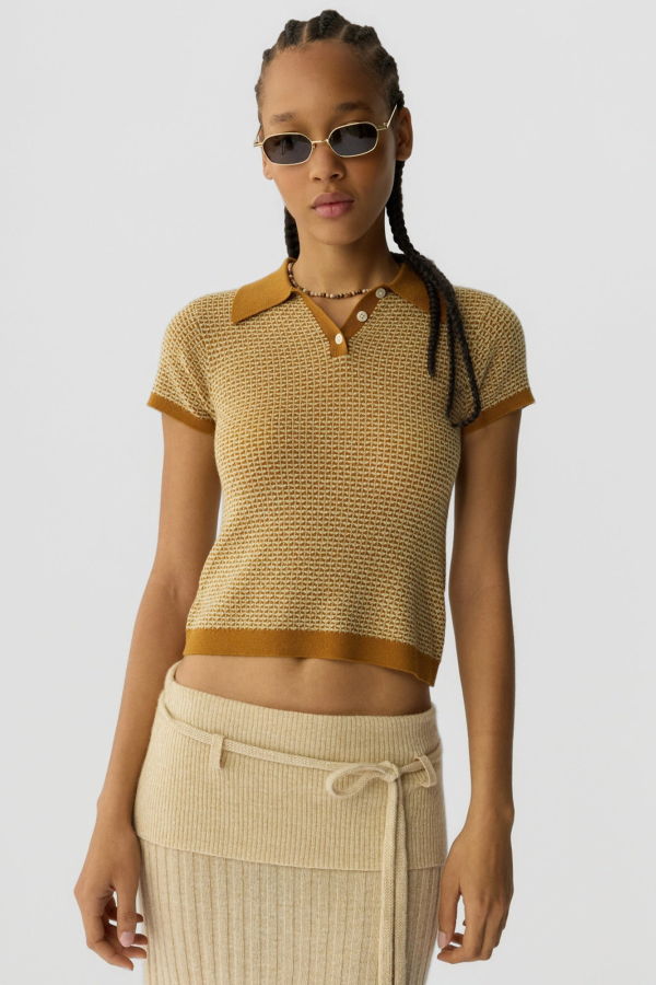 Guest in Residence Pique Shrunken Polo - Suede Combo