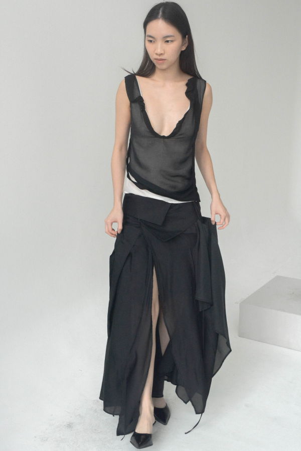 CARO CHIA Opal Pleated Skirt - Black