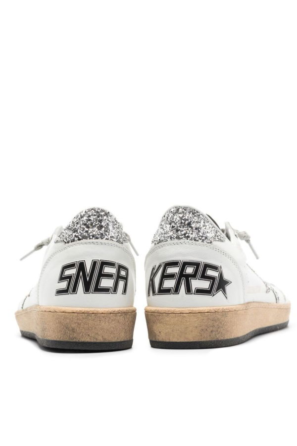 Golden Goose Ball Star With Glitter Star Detail Leather Sneakers - White