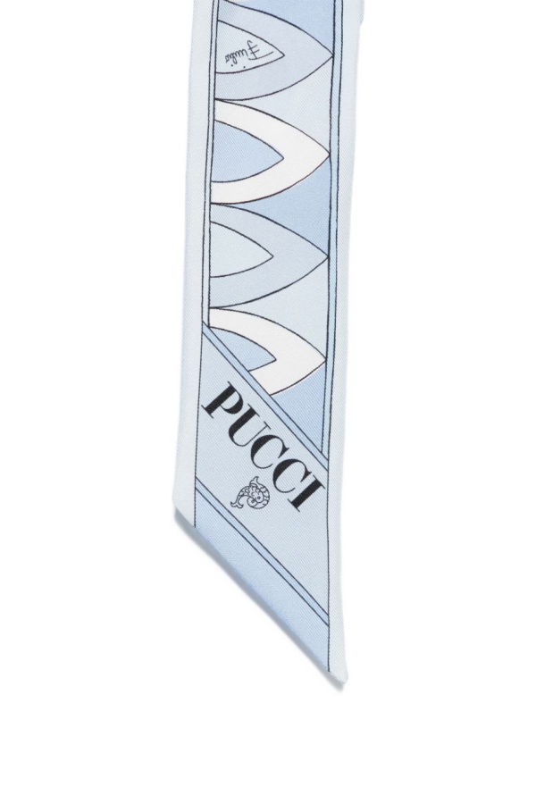 PUCCI Printed Silk Foulard Scarf - Clear Blue