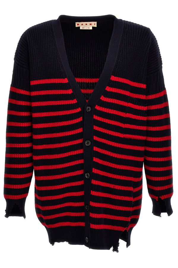 Marni Destroyed Effect Striped Cardigan - Multicolor