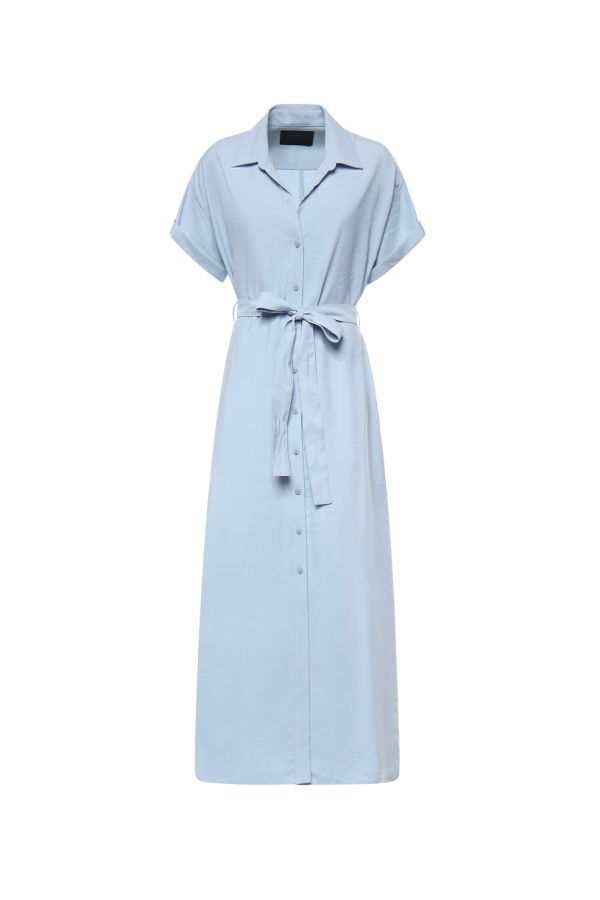 Dondup Long Viscose Gabardine Dress - Powder Blue