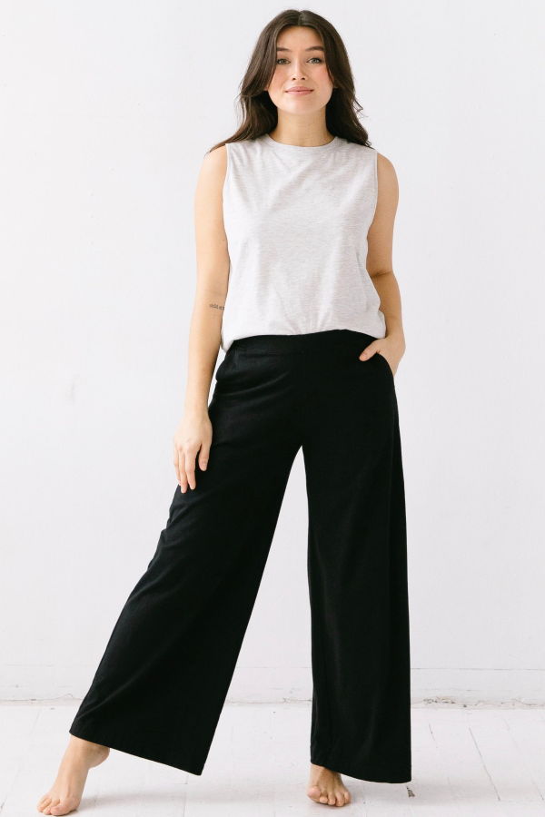 Salua Lingerie Wide Leg Pants in Brushed Pima Cotton