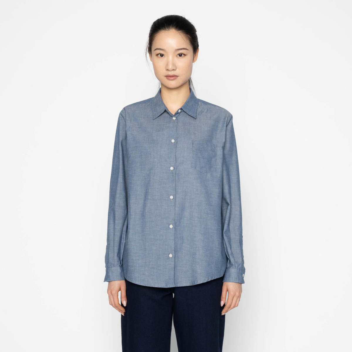 Naked & Famous Judy Shirt (Chambray With Multicolour Neps) - Image 1 of 6