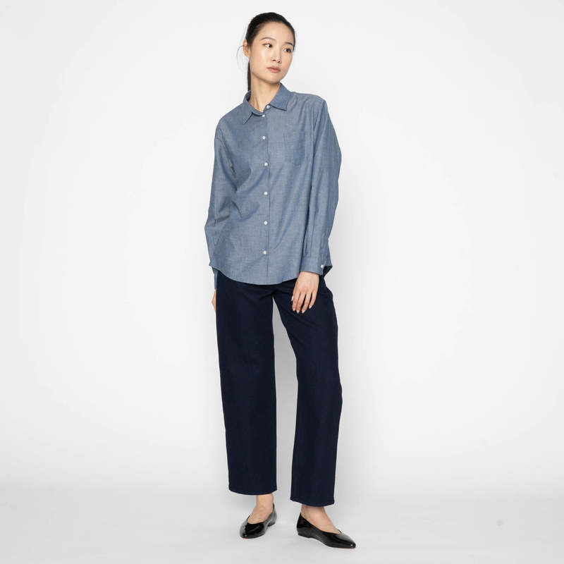 Naked & Famous Judy Shirt (Chambray With Multicolour Neps)