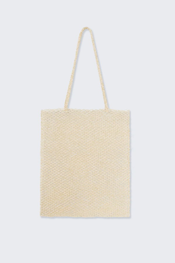 Cordera Handmade Beaded Tote Bag - Cream