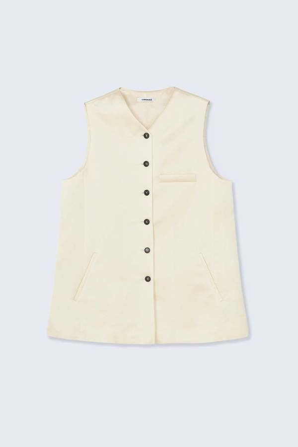 Cordera Satin Tailored Vest - Marfil