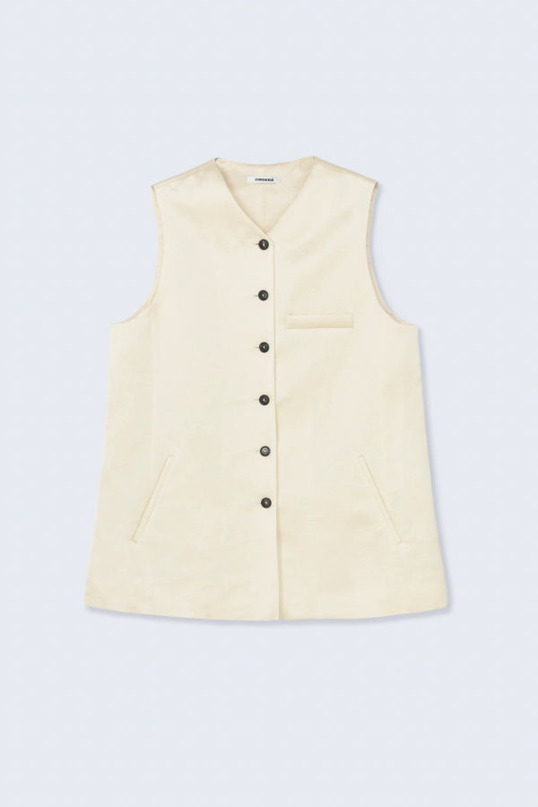 Cordera Satin Tailored Vest - Marfil