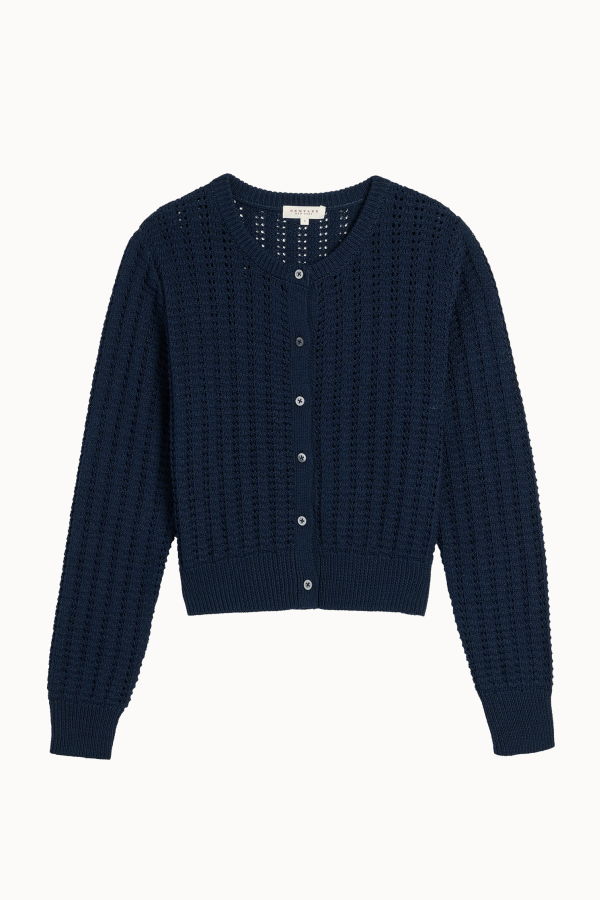DEMYLEE Clare Cotton Crochet Cardigan - Navy