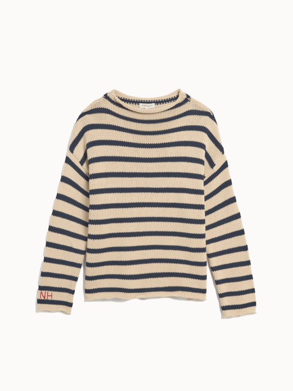 demylee Lamis Stripe Cotton Sweater - Natural / Navy demylee Lamis Stripe Cotton Sweater - Natural / Navy