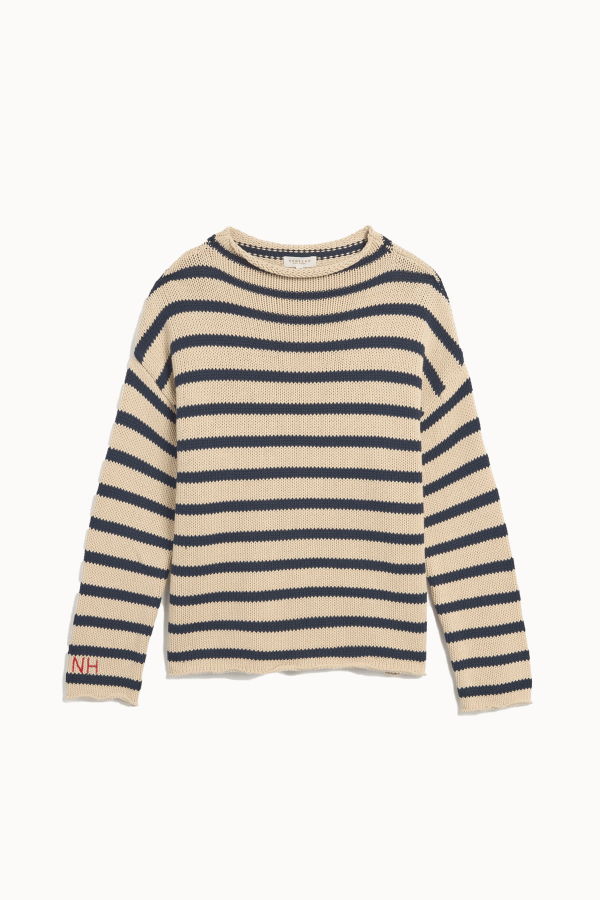 demylee Lamis Stripe Cotton Sweater - Natural / Navy