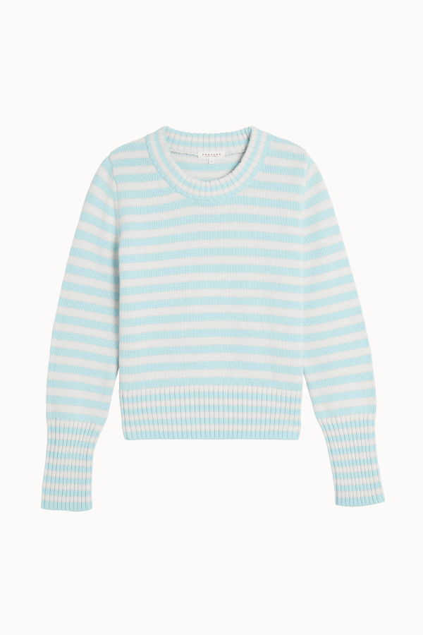 DEMYLEE Micha Stripe Cotton Sweater - Glacier / Off White