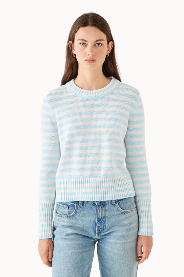 DEMYLEE Micha Stripe Cotton Sweater - Glacier / Off White