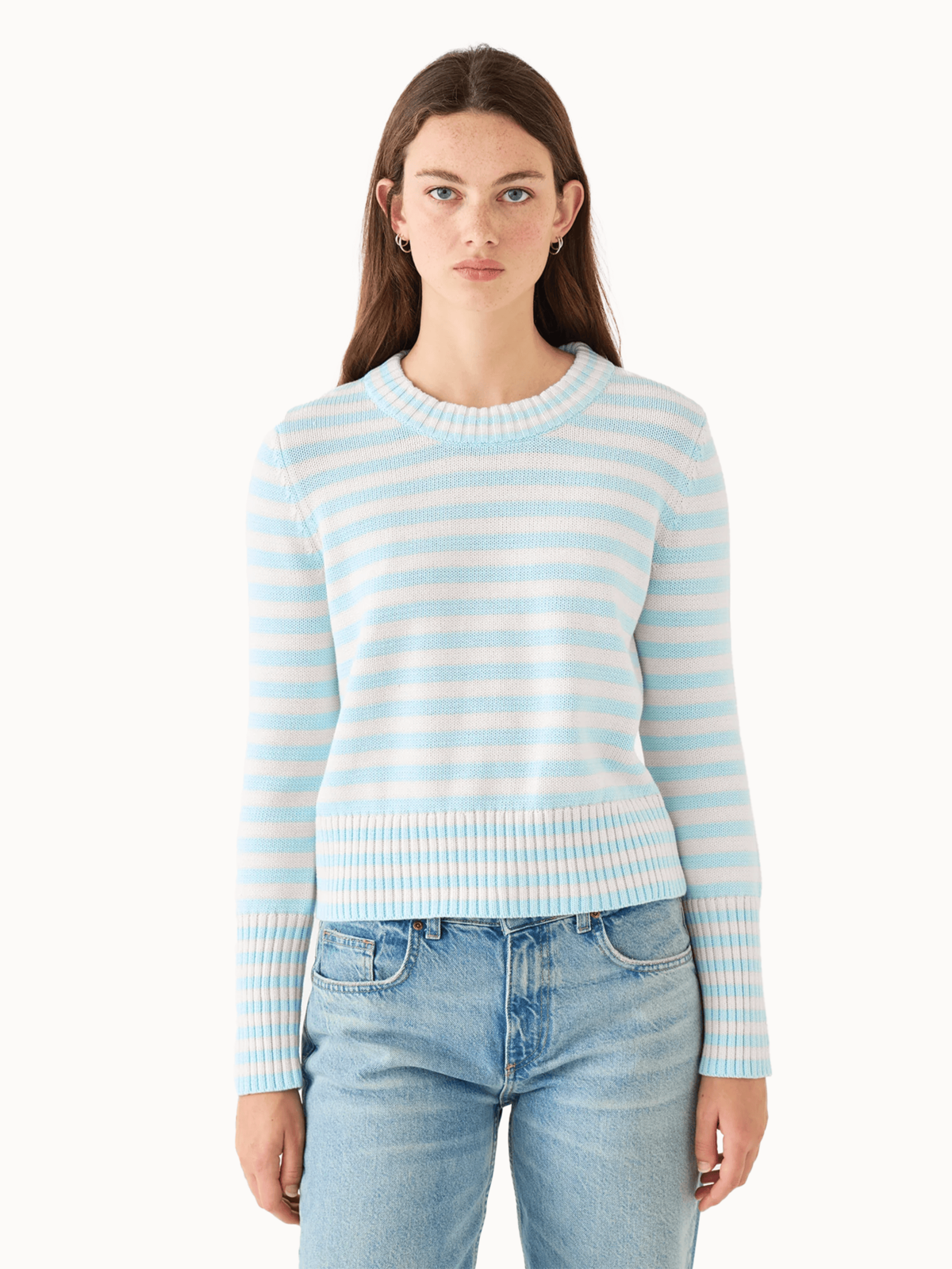 DEMYLEE Micha Stripe Cotton Sweater - Glacier / Off White - Image 2 of 2