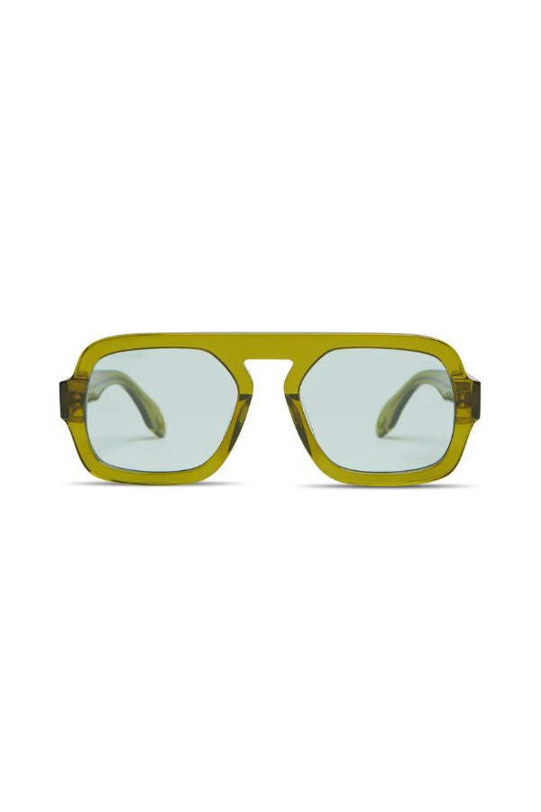 Elisa Johnson Jane Sunglasses - Olive Green/Light Blue