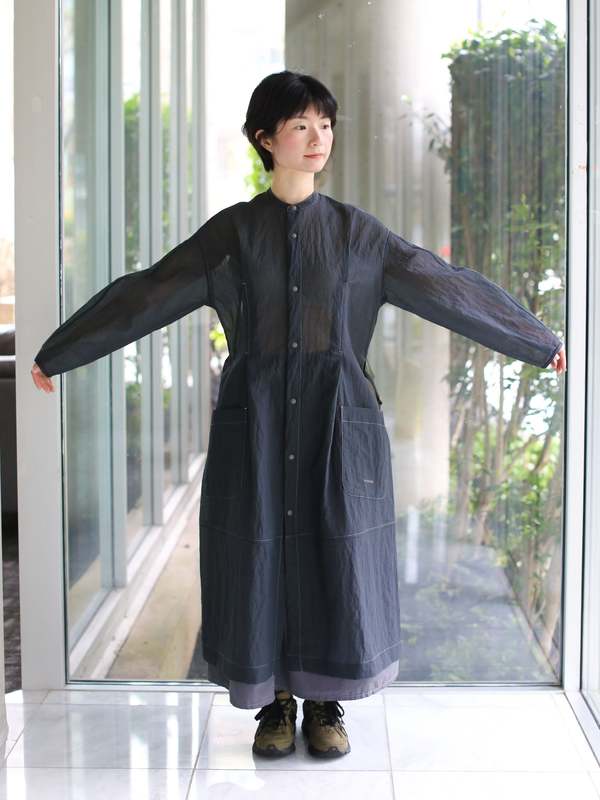 and wander Sheer Ripstop Dress/Jacket - Charcoal