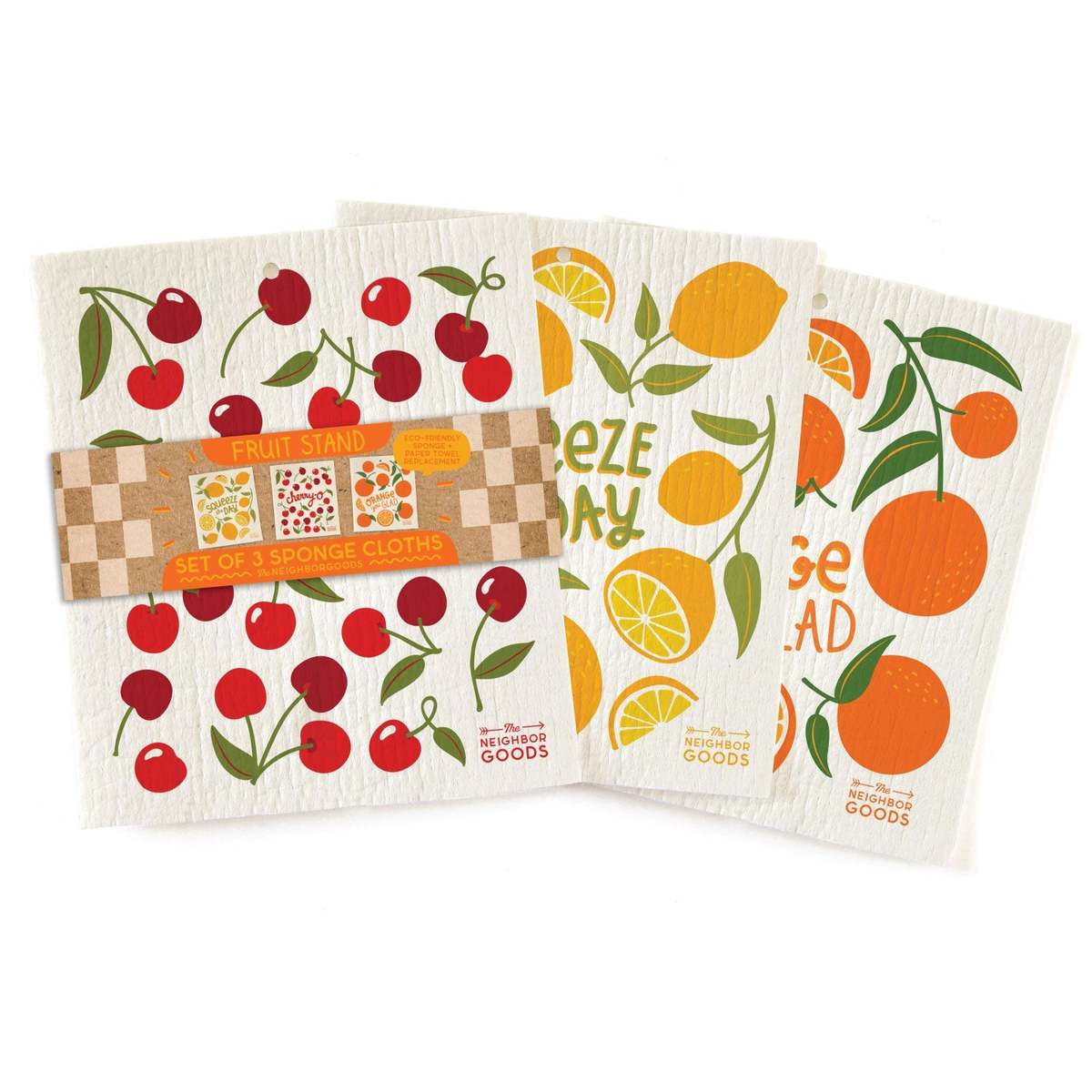 The Neighborgoods Fruit Stand Sponge Cloth Set of 3 - Image 1 of 5