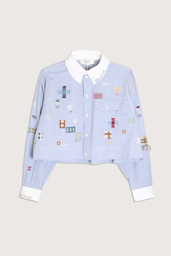 Sea NY Claira Embroidered Button Down Shirt - Blue Sea NY Claira Embroidered Button Down Shirt - Blue