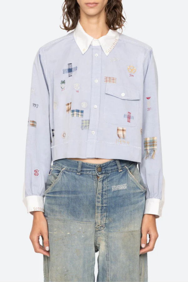 Sea NY Claira Embroidered Button Down Shirt - Blue