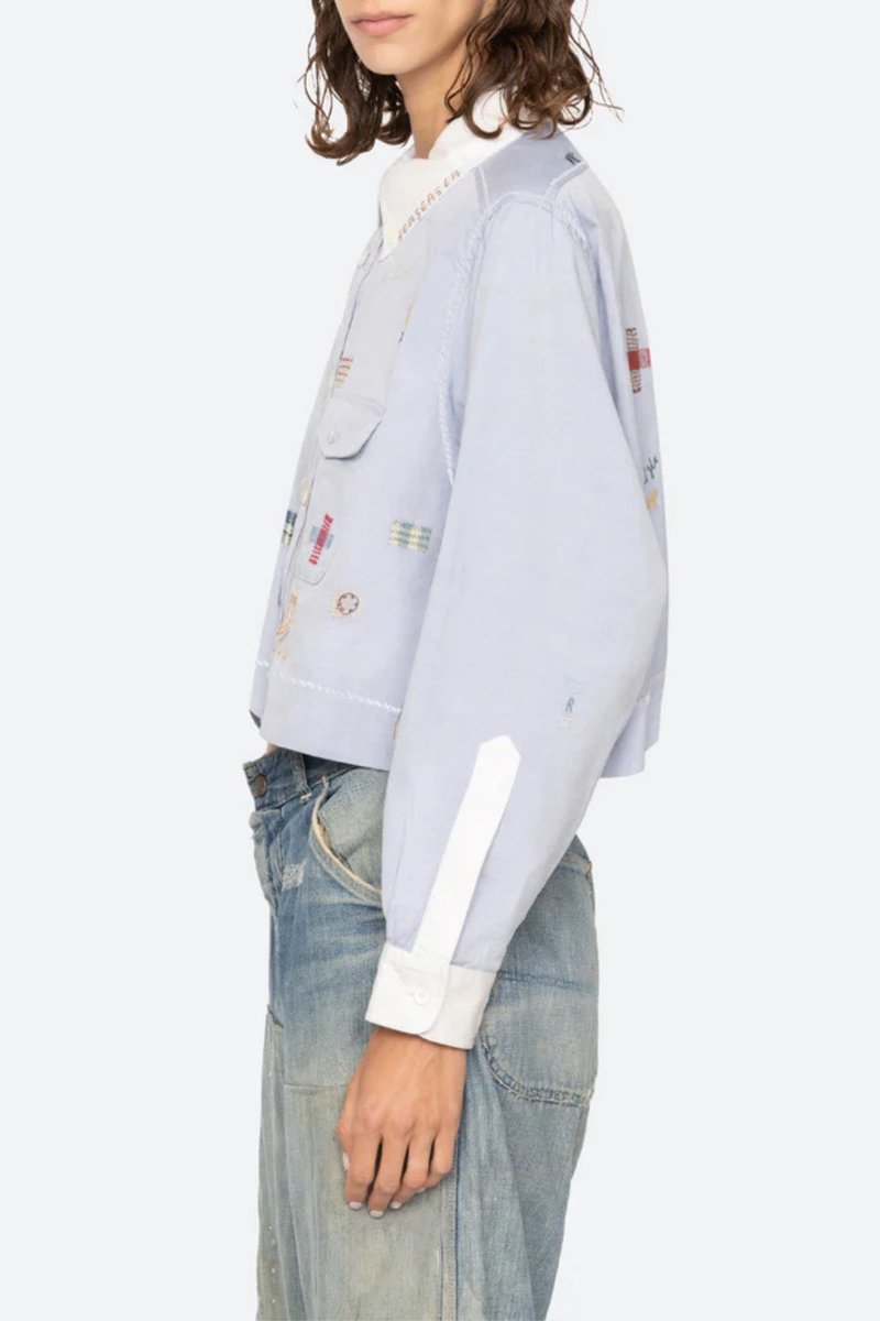 Sea NY Claira Embroidered Button Down Shirt - Blue