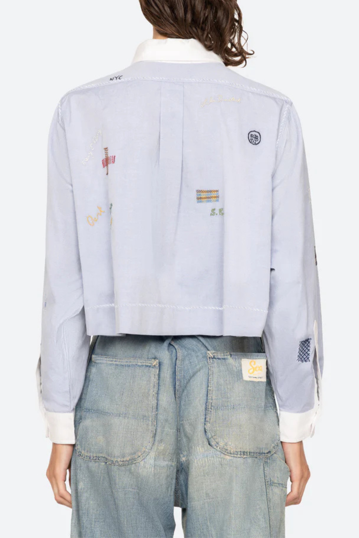 Sea NY Claira Embroidered Button Down Shirt - Blue - Image 4 of 4