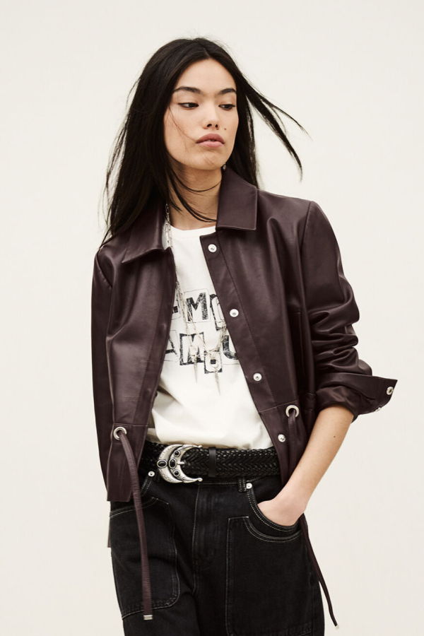 Ba&sh Manita Cropped Leather Jacket