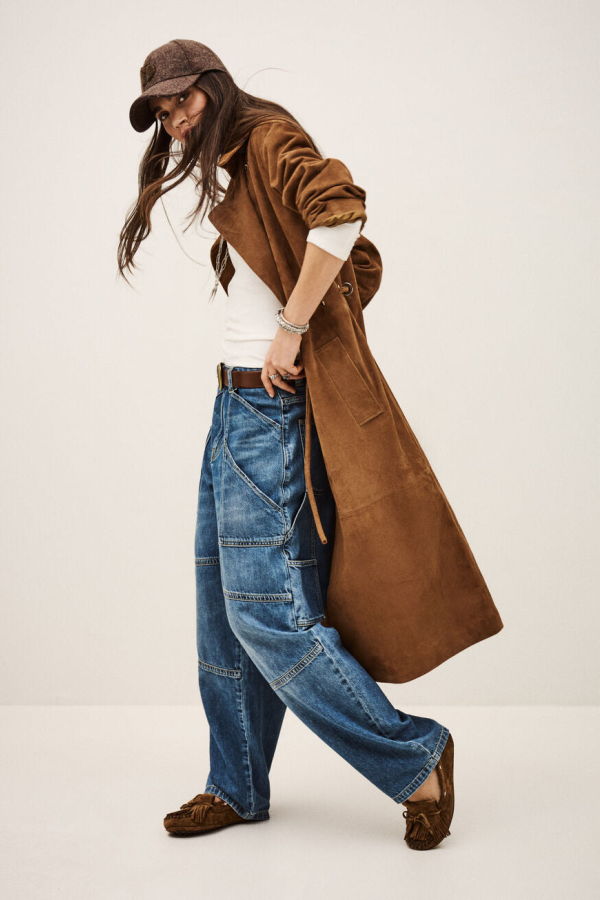 Ba&sh Matte Long Leather Coat