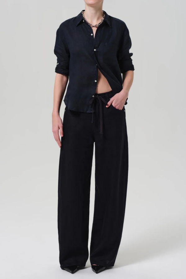 Citizens of Humanity Brynn Drawstring Linen Trouser - Navy