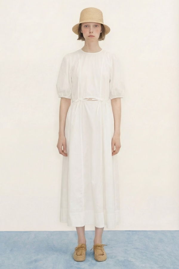 TINY BIG SISTER Puff Sleeve Midi Dress