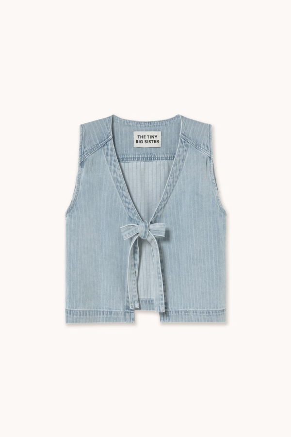 TINY BIG SISTER Striped Denim Vest