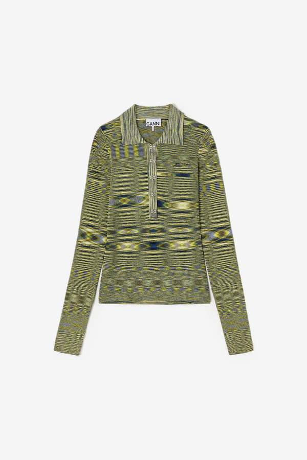 Ganni Spacedyed Knit Polo