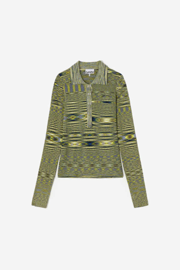Ganni Spacedyed Knit Polo