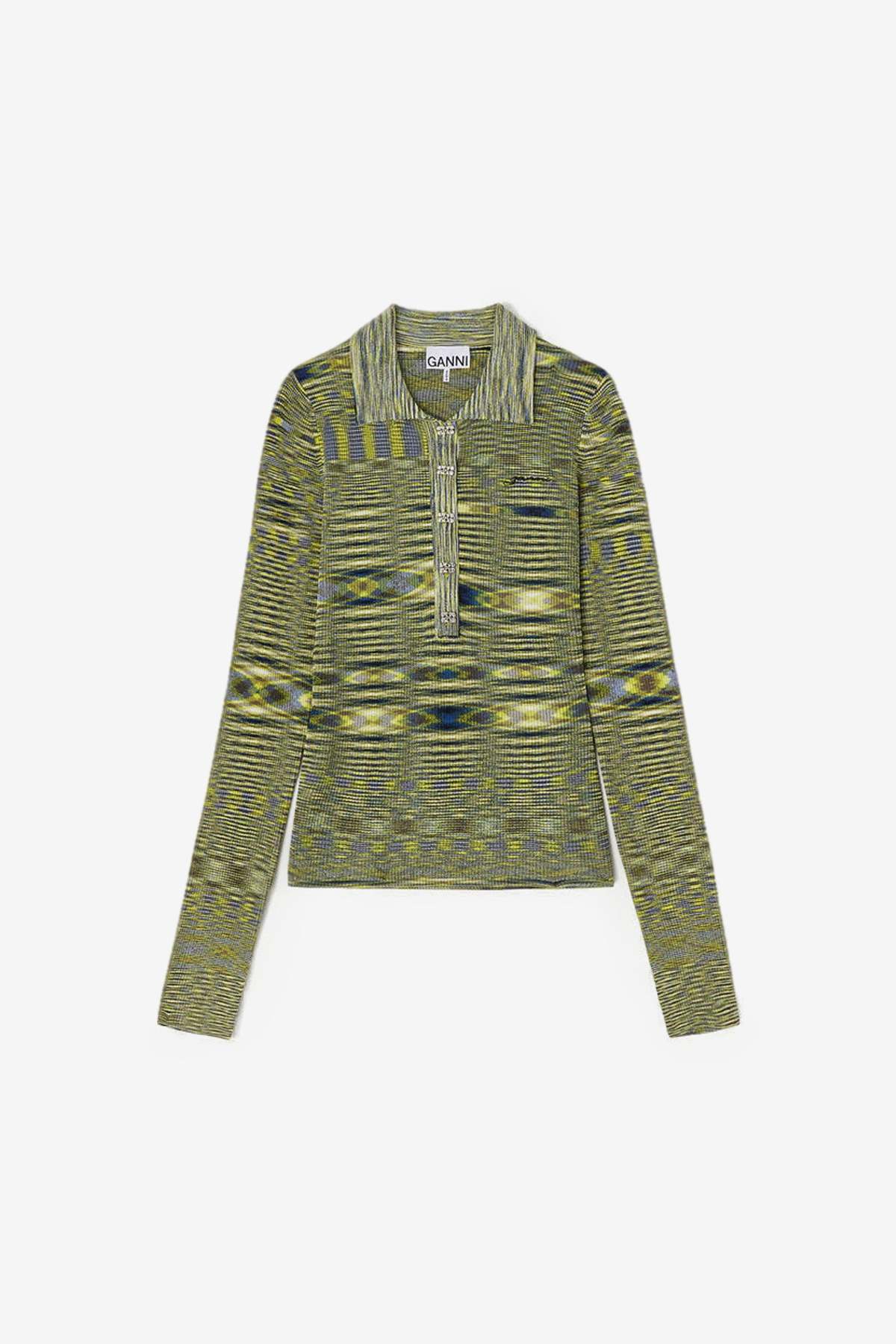 Ganni Spacedyed Knit Polo - Image 1 of 1