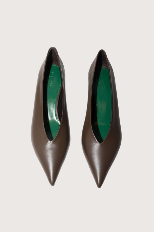 Le Monde Beryl Babouche Kitten Heel Shoes - Choco/Green