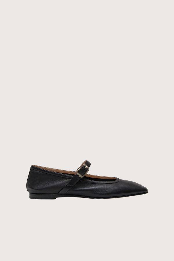 Le Monde Beryl Ballet Mary Jane Leather Flat - Black