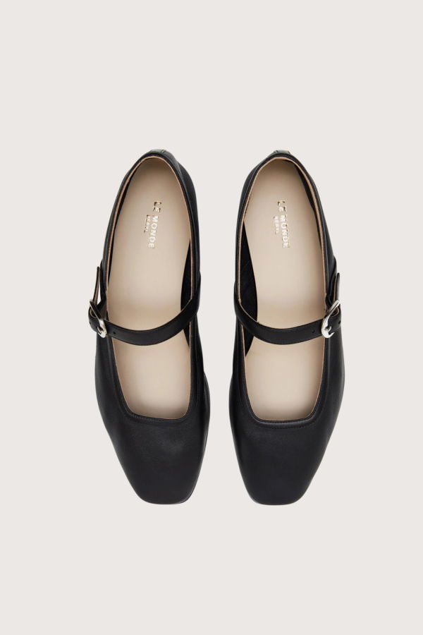 Le Monde Beryl Ballet Mary Jane Leather Flat - Black