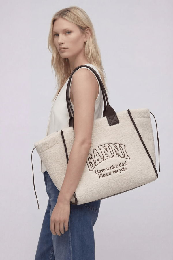 Ganni Shearling XXL Tote Bag