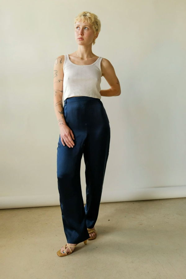 Giorgio Armani Silk Pant - Midnight Navy