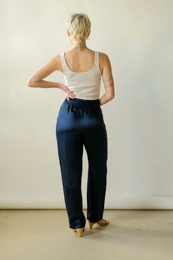 Giorgio Armani Silk Pant - Midnight Navy