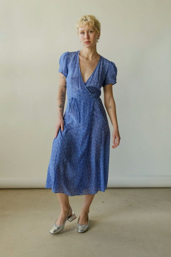 Realisation Silk Wrap Dress - Periwinkle