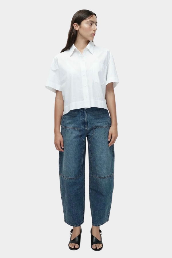Mijeong Park Barrel-Leg Patch Denim Pants - Blue