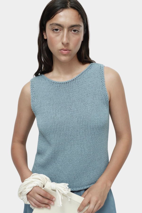 Mijeong Park Boat Neck Knit Tank - Blue
